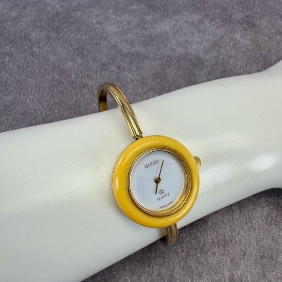 Gucci 1100 L Gold Quartz Watch Interchangeable Bezels Vintage - Picture 12 of 15